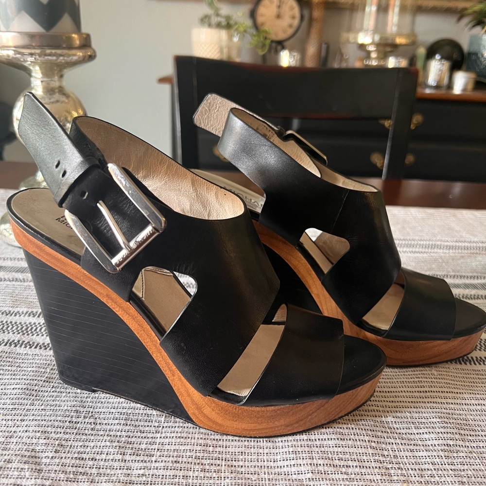 Michael Kors black wedge sandles 9m